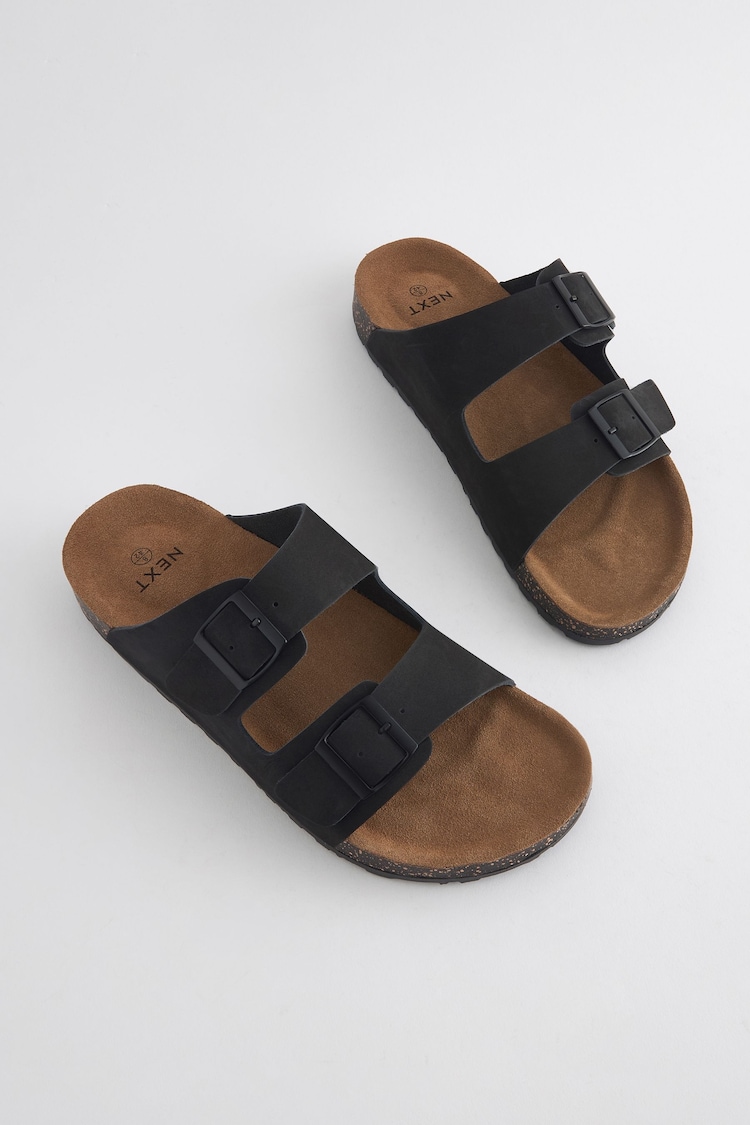 Black Leather Two Buckle Sandals - Image 4 of 5