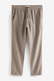 Mushroom Brown/Light Grey Linen Cotton Elasticated Drawstring Trousers 2 Pack - Image 18 of 24