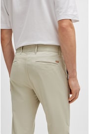 BOSS Cream Slim-Fit Trousers In Stretch-Cotton Satin - Image 4 of 5