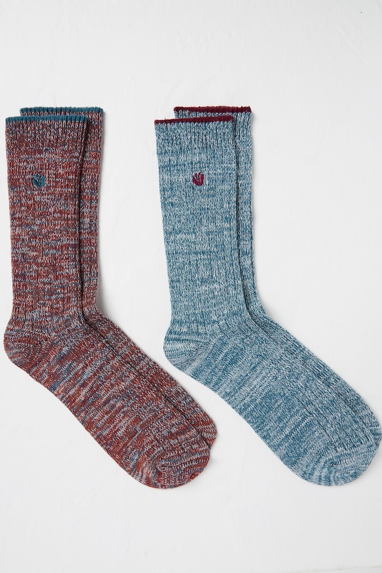 FatFace Teal Blue Nathan Socks 2 Pack - Image 1 of 2