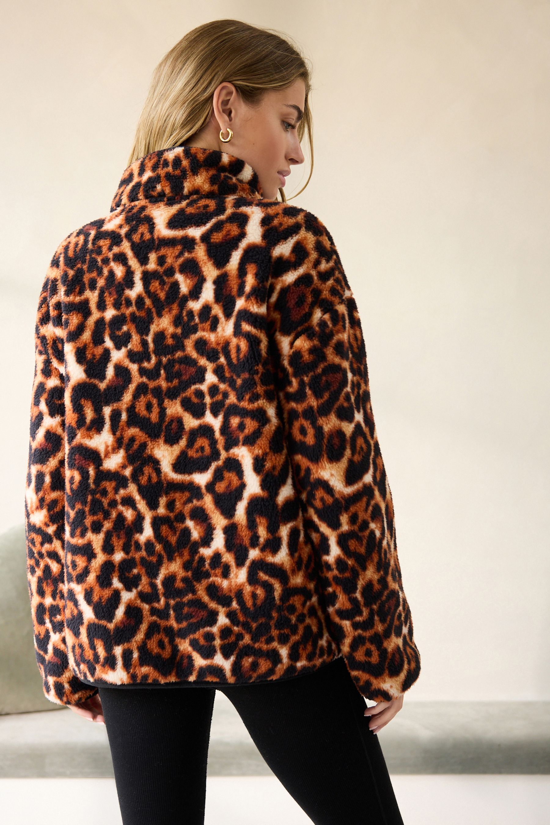 Buy Animal Print Borg Half Zip Fleece from the Next UK online shop