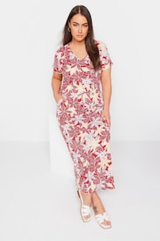 Yours Curve Red Side Split Drawcord Maxi Dress - Image 1 of 5