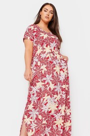Yours Curve Red Side Split Drawcord Maxi Dress - Image 2 of 5
