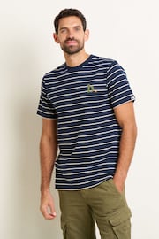 Brakeburn Blue Stripe 100% Cotton T-Shirt - Image 1 of 4