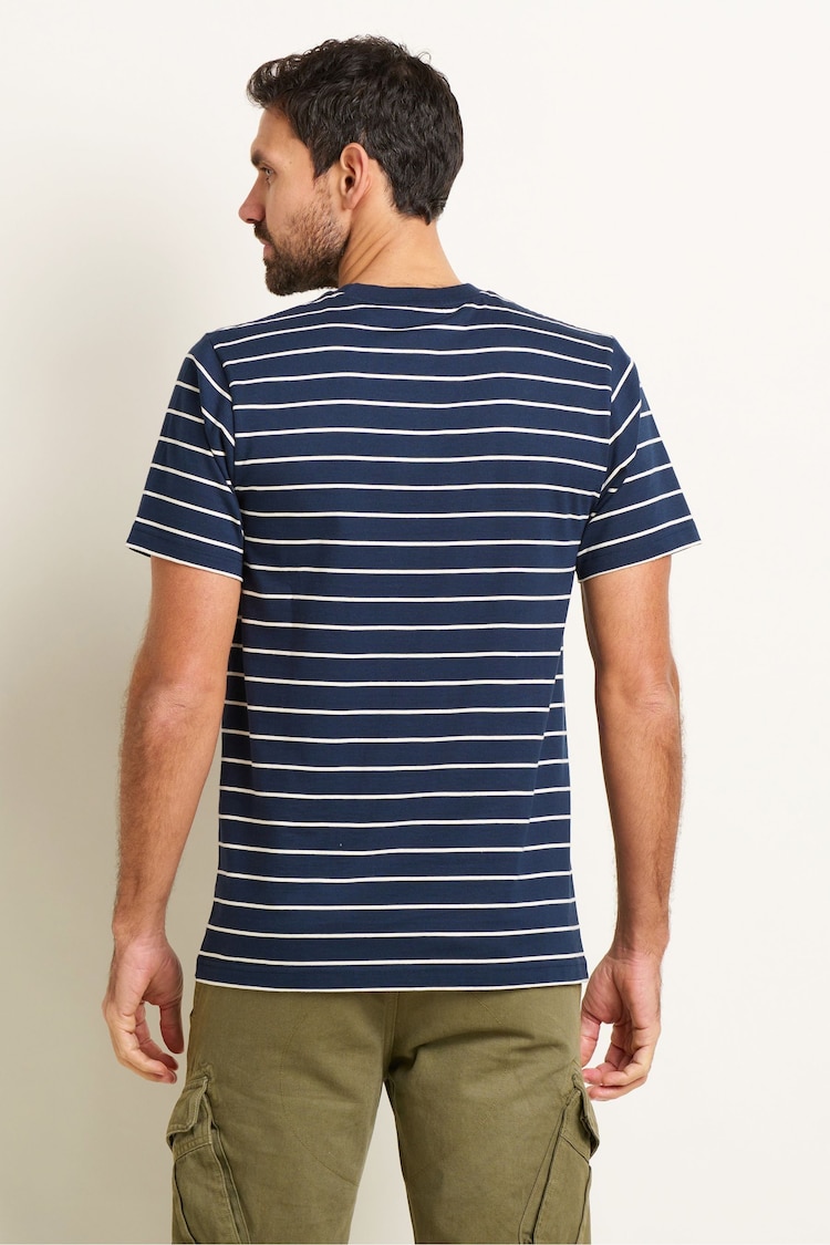 Brakeburn Blue Stripe 100% Cotton T-Shirt - Image 2 of 4