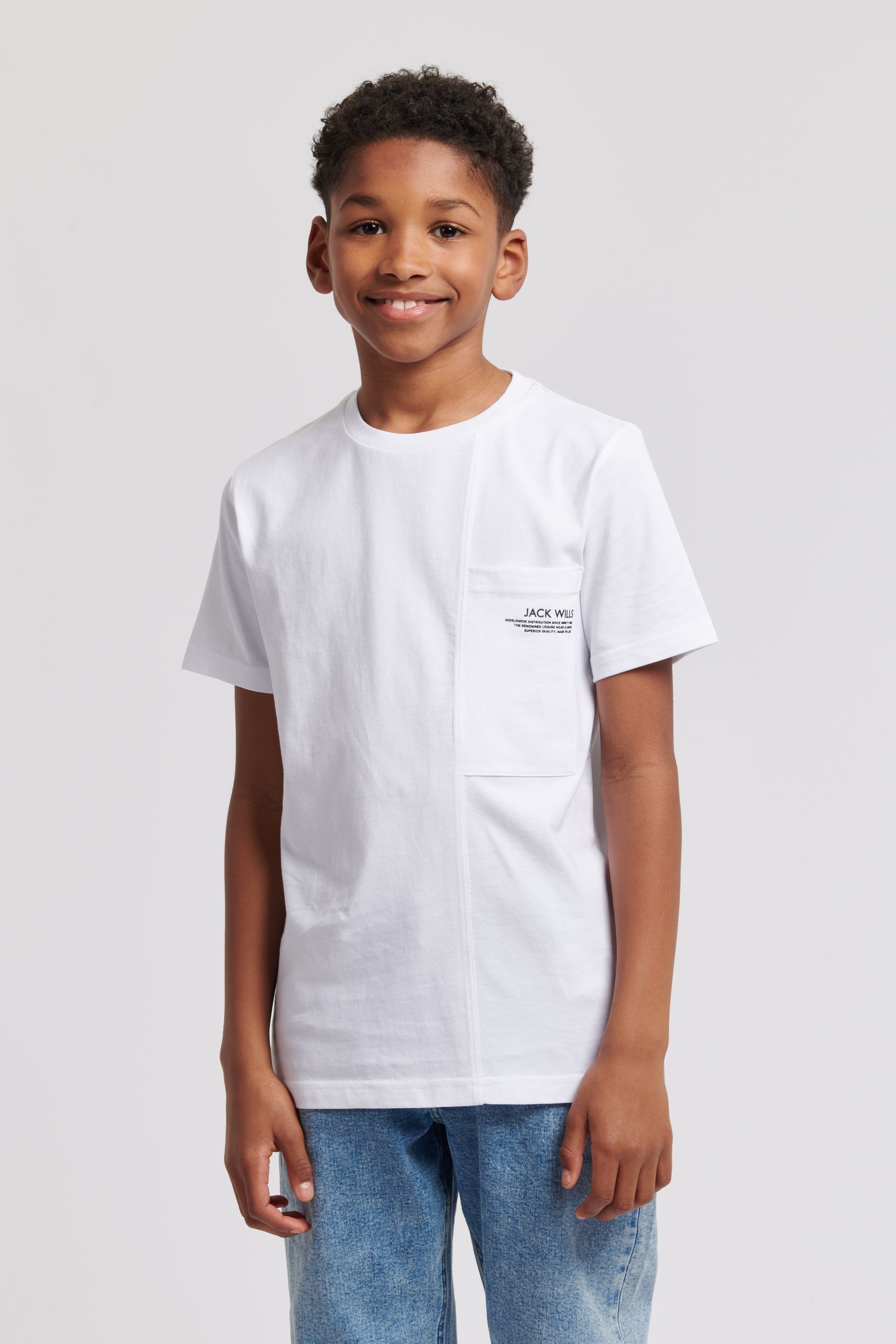Jack Wills Boys Panel Pocket 100 Cotton White T Shirt 12 13 Yrs