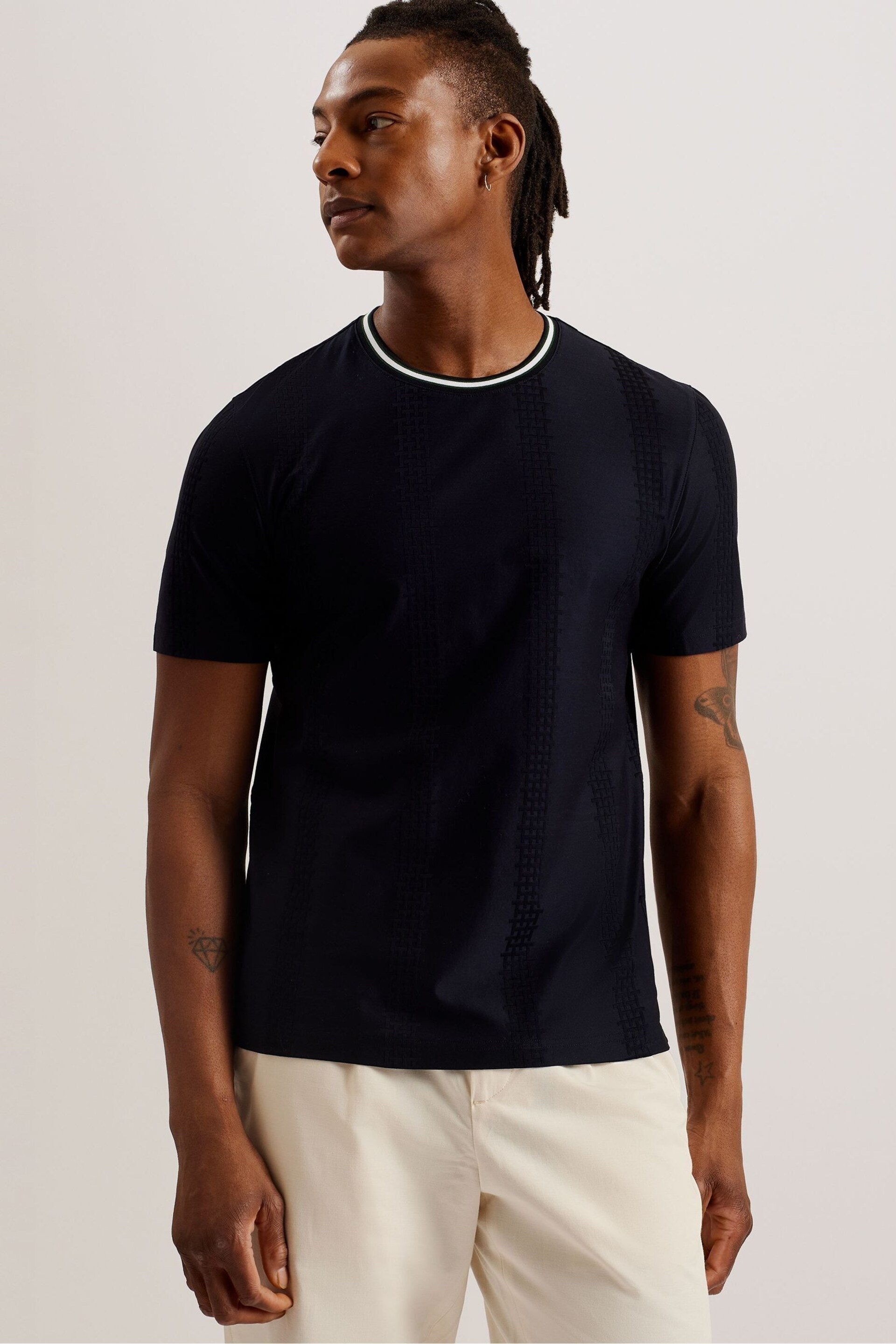 Ted Baker Slim Fit Rousel Jacquard T-Shirt - Image 3 of 6