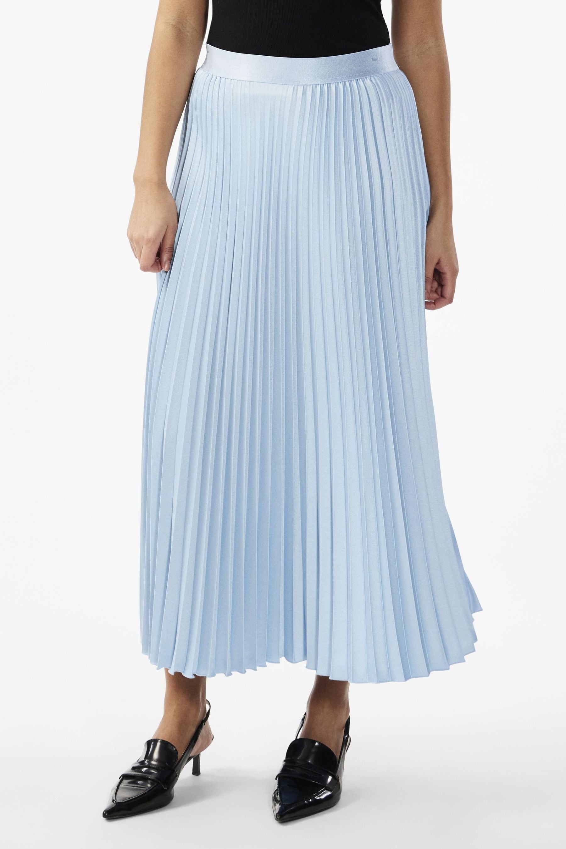 Metallic pleated midi skirt blue hot sale