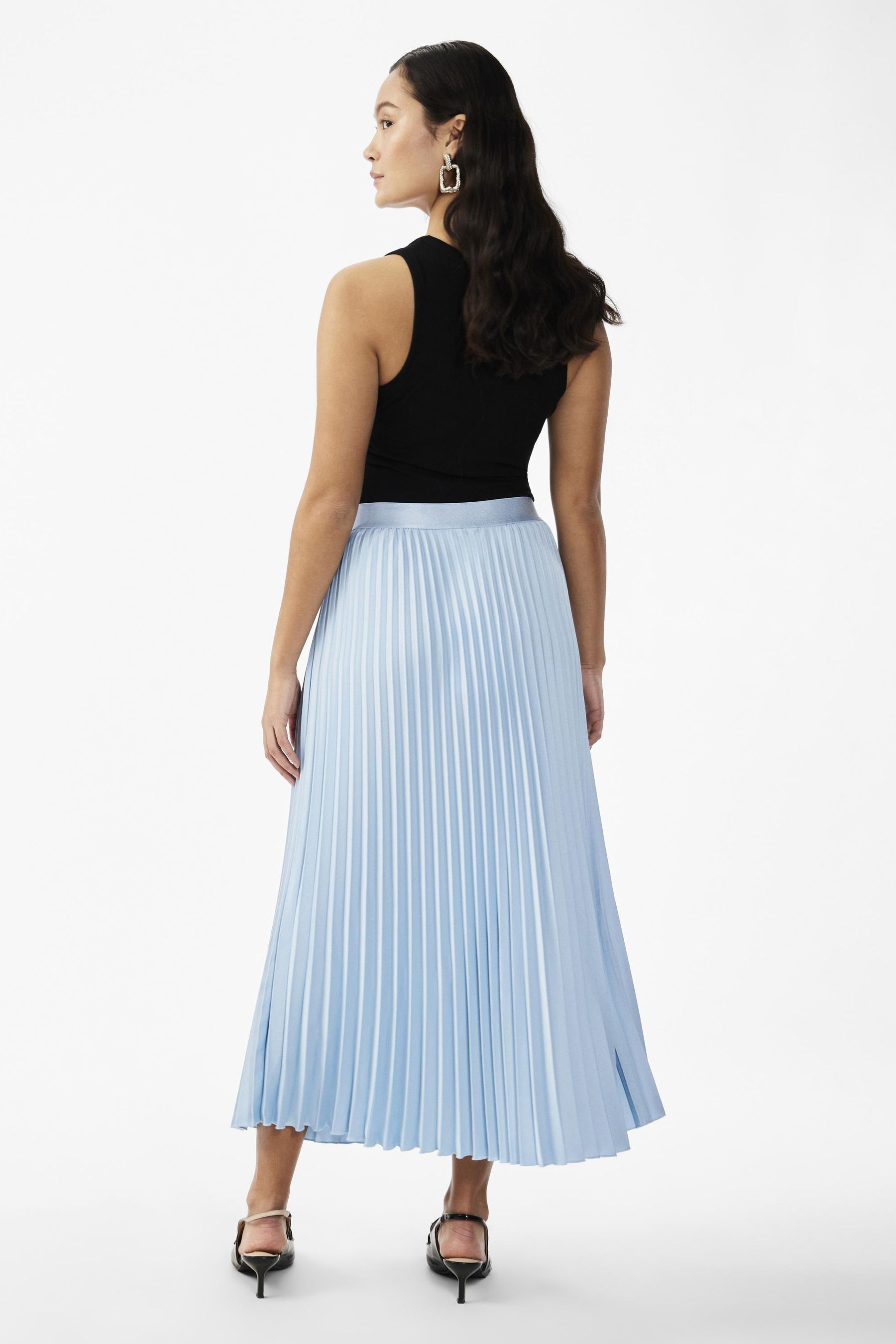 Metallic pleated midi skirt blue cheap