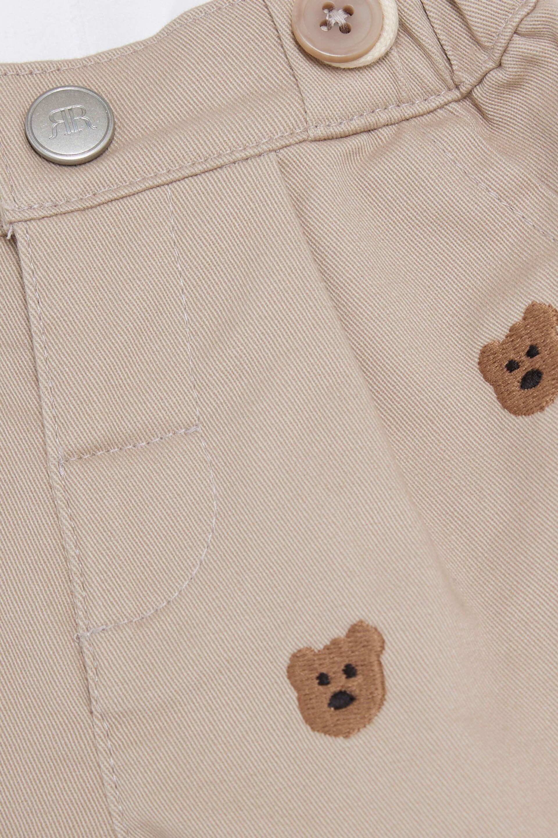 River Island Brown Baby Boys Chinos Bear Dungarees Set - Image 4 of 4