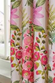Pink/Green Floral 100% Cotton Eyelet Lined Curtains - Image 3 of 5