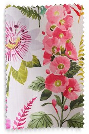 Pink/Green Floral 100% Cotton Eyelet Lined Curtains - Image 5 of 5