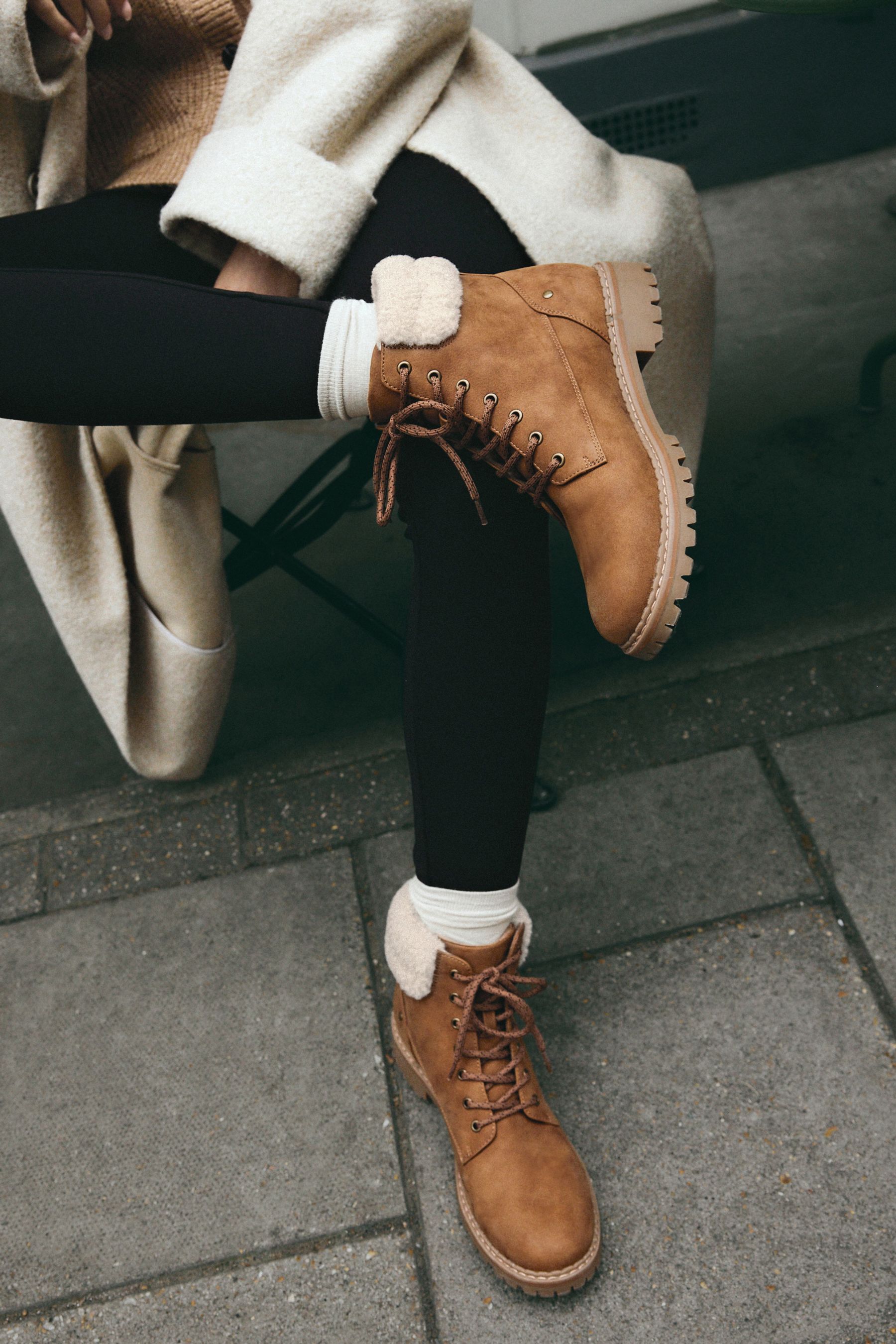 Buy Tan Brown Standard Wide Fit Forever Comfort Casual Lace Up Ankle Boots from Next Luxembourg