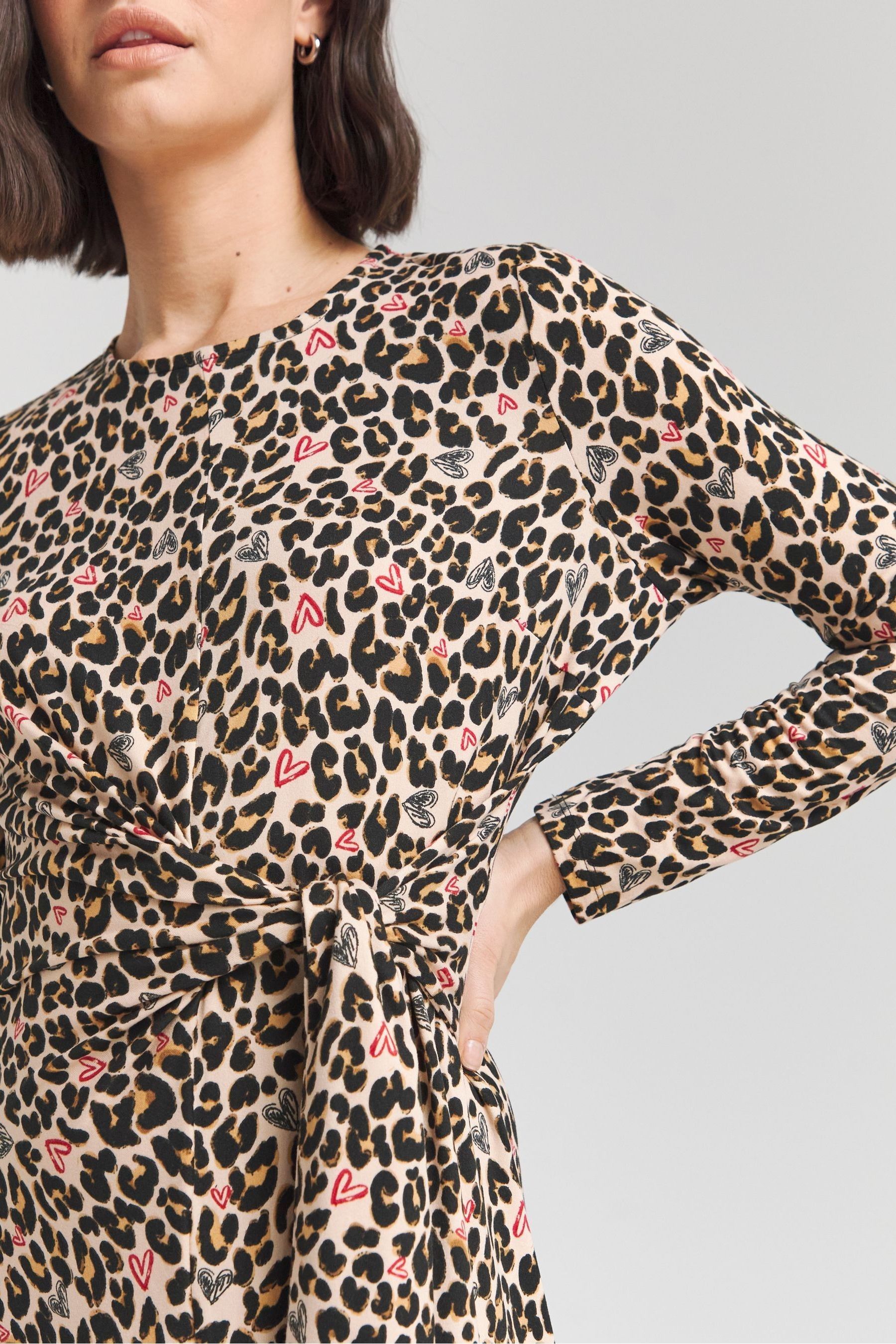 Buy Simply Be Animal Print Supersoft Tie Front Midi Dress from Next Luxembourg