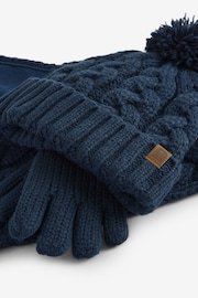 Navy Blue Cable Knit Hat, Glove & Scarf Set (3-16yrs) - Image 2 of 2