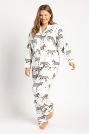 Chelsea Peers Cream Curve Zebra Button Up Pyjamas Set - Image 1 of 6