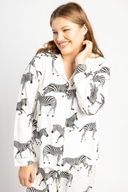 Chelsea Peers Cream Curve Zebra Button Up Pyjamas Set - Image 5 of 6