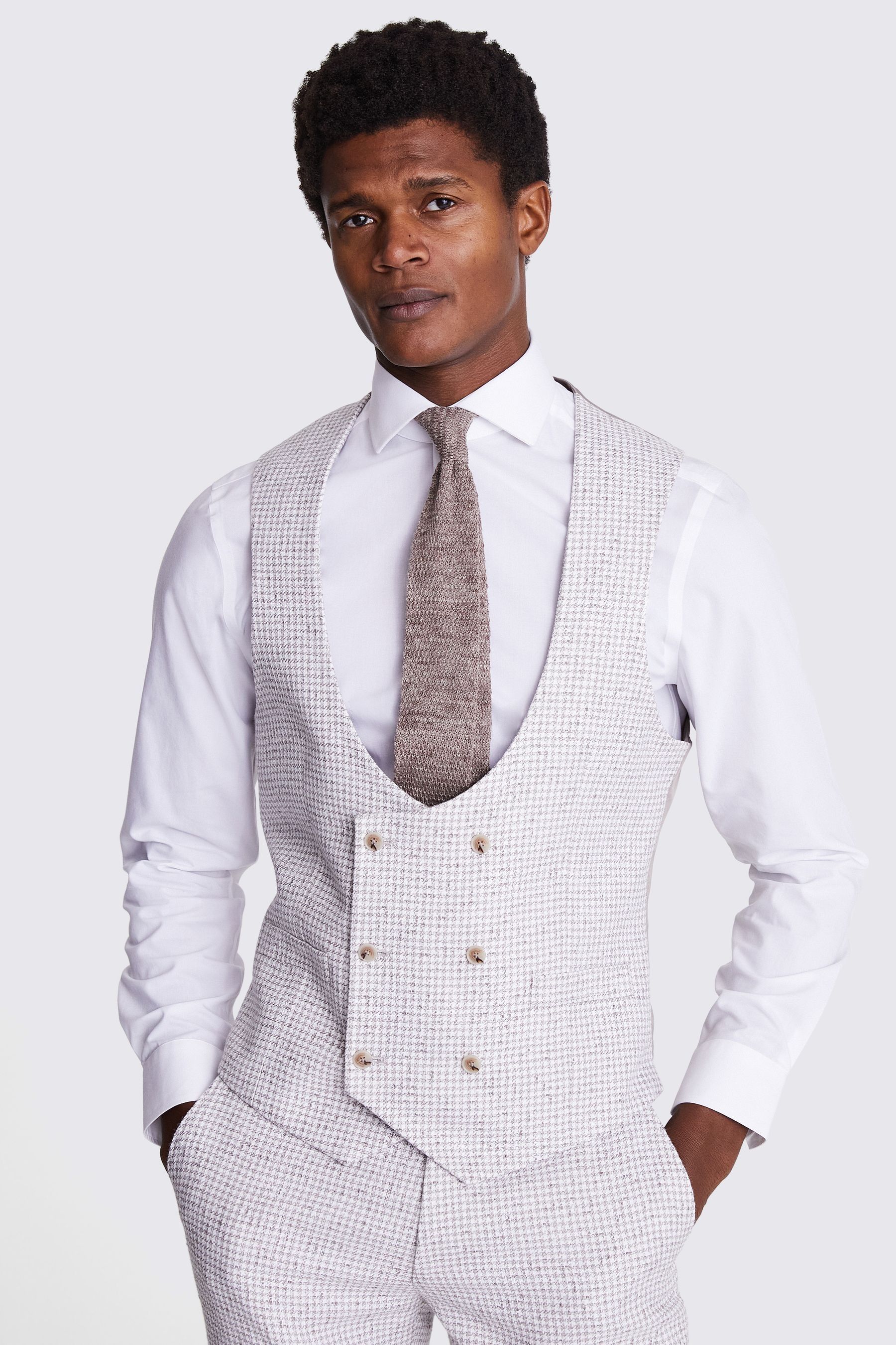 Buy MOSS Grey Slim Fit Copper Houndstooth Waistcoat from Next Luxembourg
