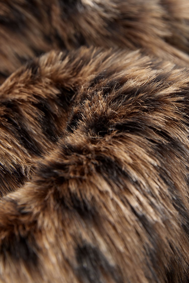 Tan Brown/Animal Short Faux Fur Jacket - Image 8 of 8