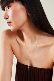 Accessorize 14ct Gold Plated Disc Y Necklace - Image 3 of 3