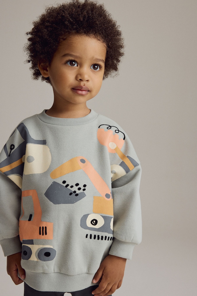 Light Blue Diggers All Over Print Sweatshirt and Leggings Set (3mths-7yrs) - Image 2 of 3