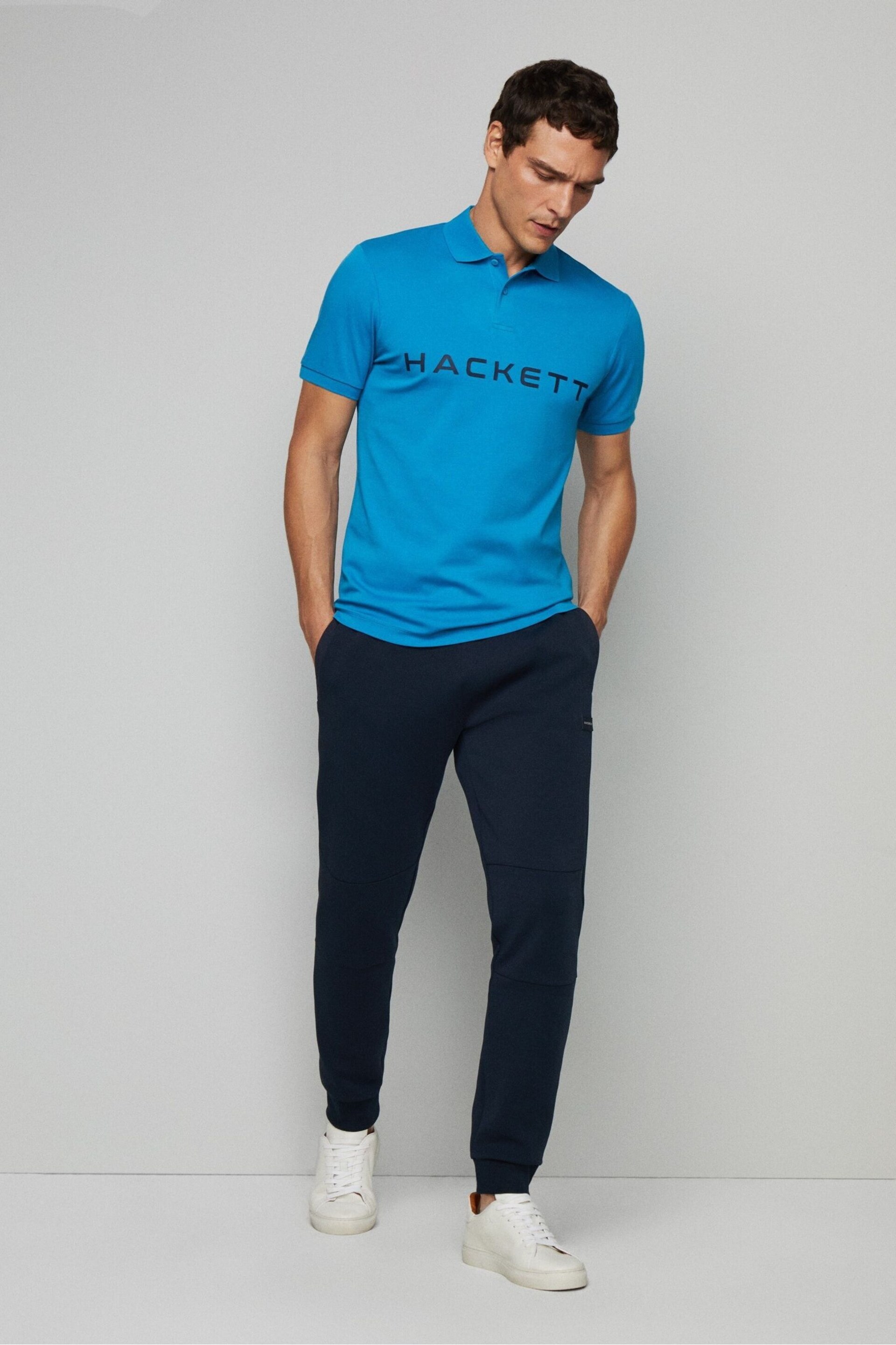 Hackett London Men Blue Short Sleeve Polo Shirt - Image 3 of 4