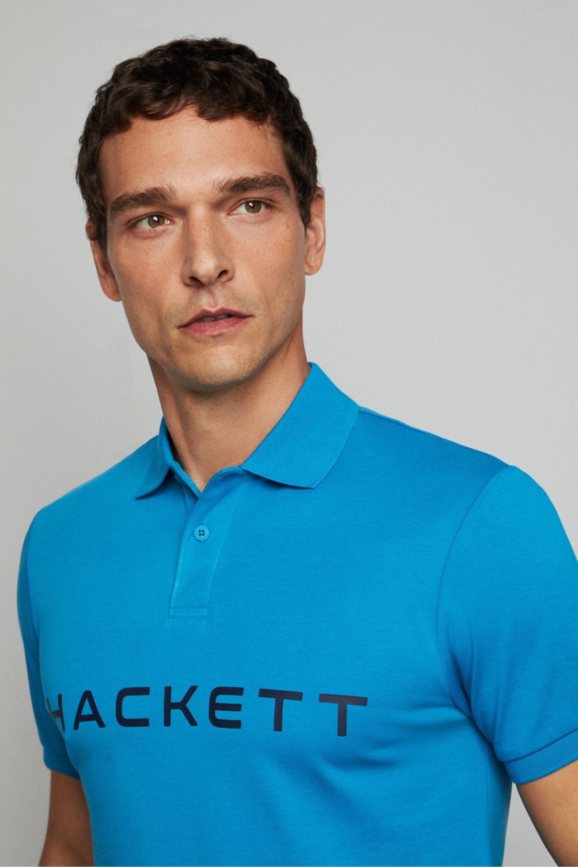 Hackett London Men Blue Short Sleeve Polo Shirt - Image 4 of 4