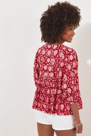 Joe Browns Red Oversized Floaty Floral Blouse - Image 3 of 5