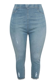 Yours Curve Blue Jenny Cat Scratch Cropped Jeggings - Image 5 of 5