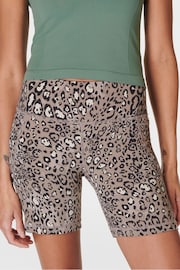 Brown Luxe Leopard Print Power 6" Biker Shorts - Image 1 of 9