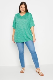 Yours Curve Green Dot Print Oversized Top - Image 2 of 4