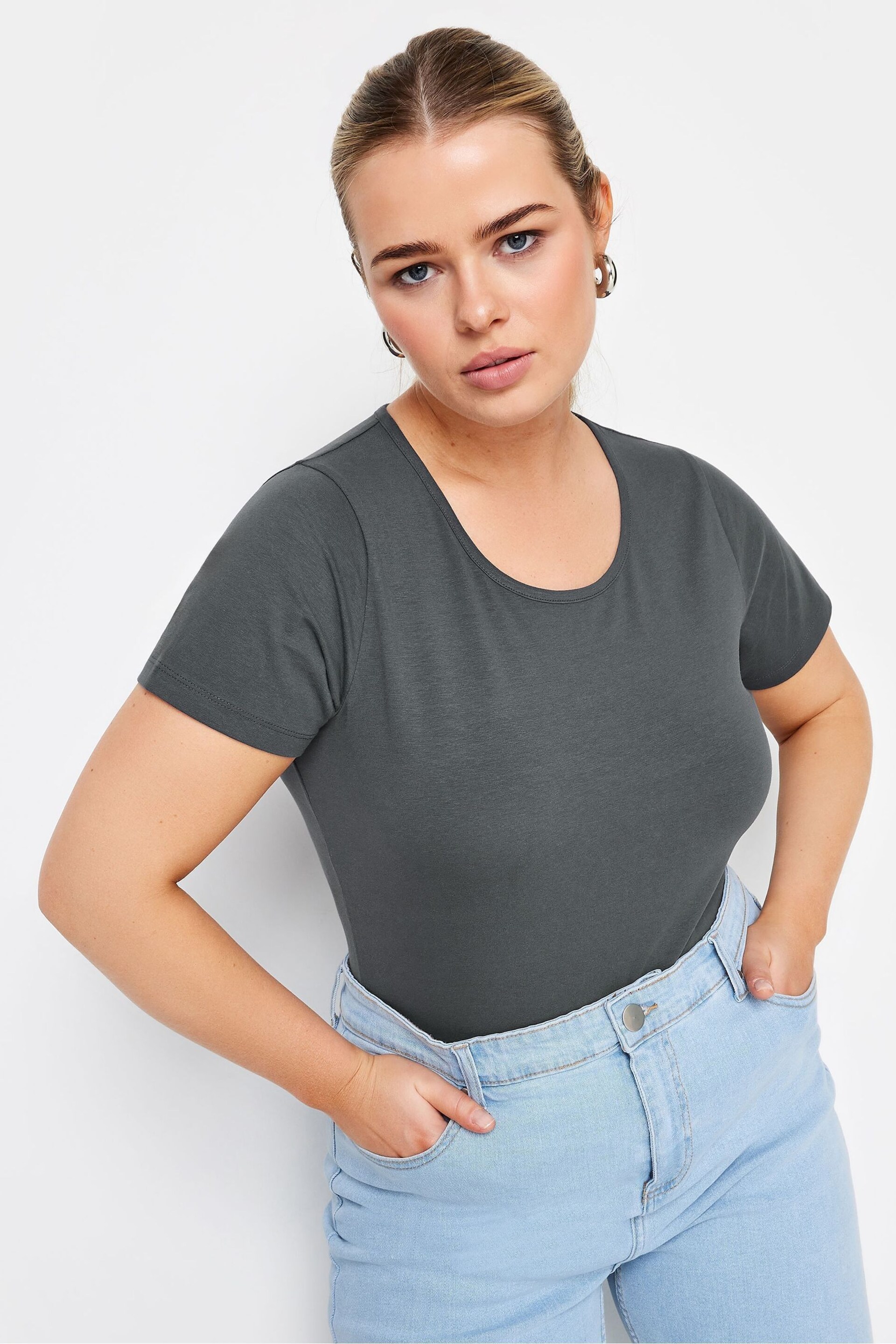 Yours Curve Grey Short Sleeve Body - Image 1 of 5