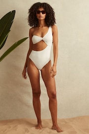 Reiss White Celia Asymmetric Cut-Out Swimsuit - Image 1 of 6