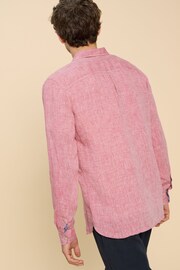 White Stuff Red Pembroke Long Sleeve Linen Shirt - Image 2 of 7