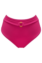 Pour Moi Pink Cali Ribbed Texture High-Waist Belted Control Bikini Briefs - Image 3 of 4