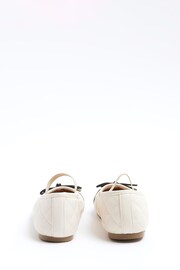 River Island Cream Girls Quilted Bow Ballerina - Image 3 of 4