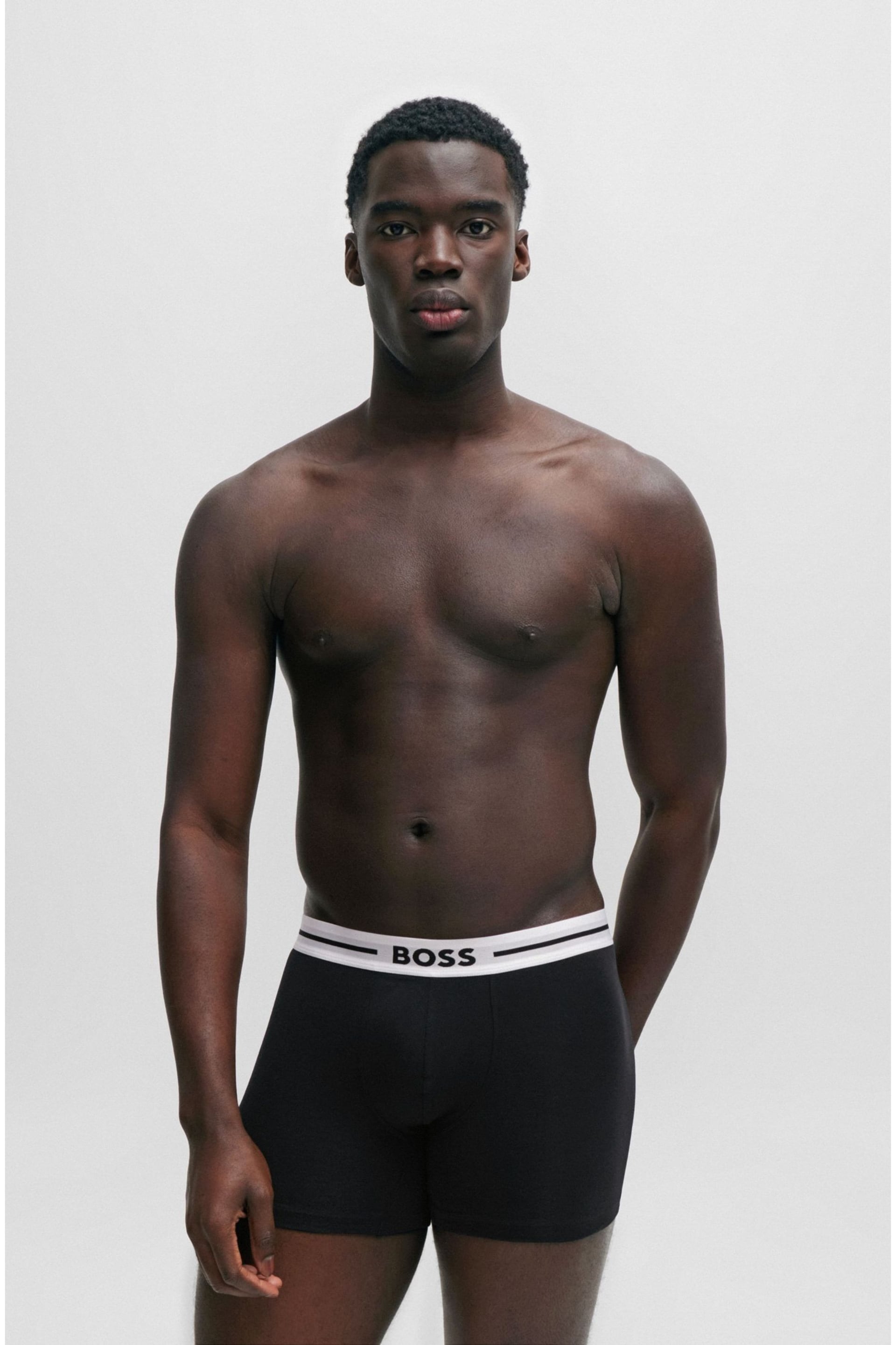 BOSS Black Stretch-Cotton Boxer Briefs 3 Pack With Logos - Image 5 of 7