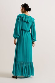 Ted Baker Green Keina Long Sleeve Maxi Dress With Ruffles - Image 3 of 6