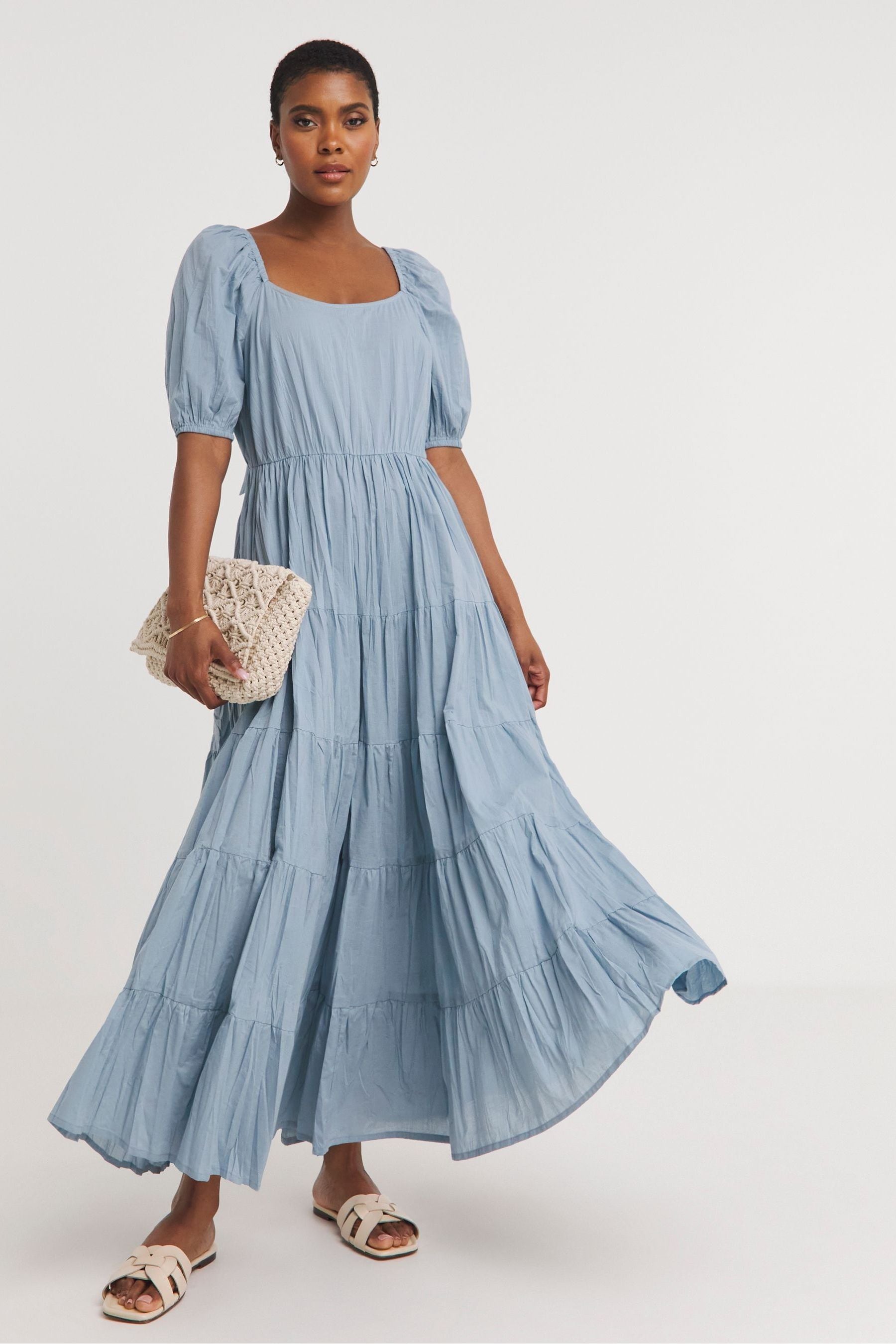 Buy JD Williams Blue 100 Cotton Volume Maxi Smock Dress from the Next UK online shop