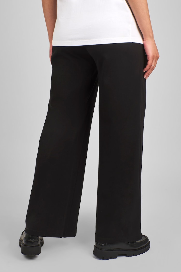 JoJo Maman Bébé Black Jersey Maternity Wide Leg Trousers - Image 2 of 4