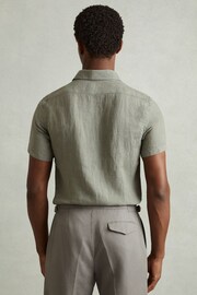 Reiss Pistachio Holiday Slim Fit Linen Shirt - Image 5 of 5