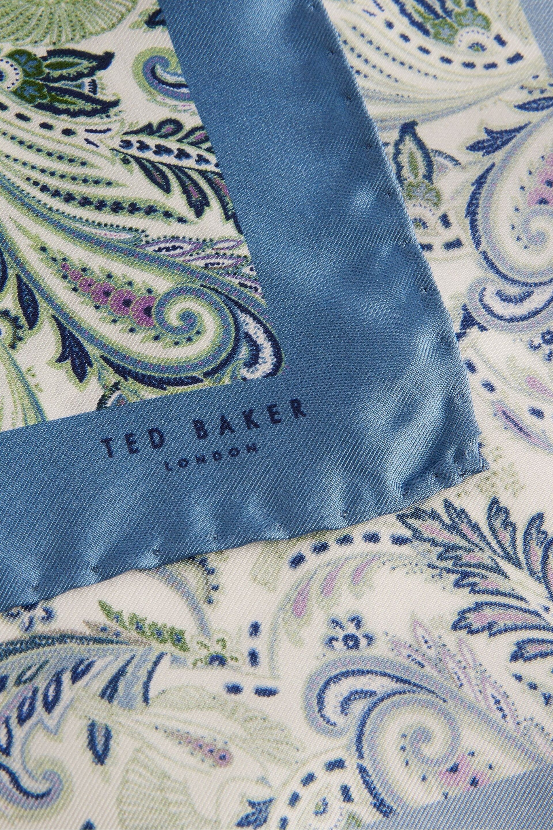 Ted Baker White Echezp Tonal Floral Silk Pocket Square/Tie - Image 3 of 3