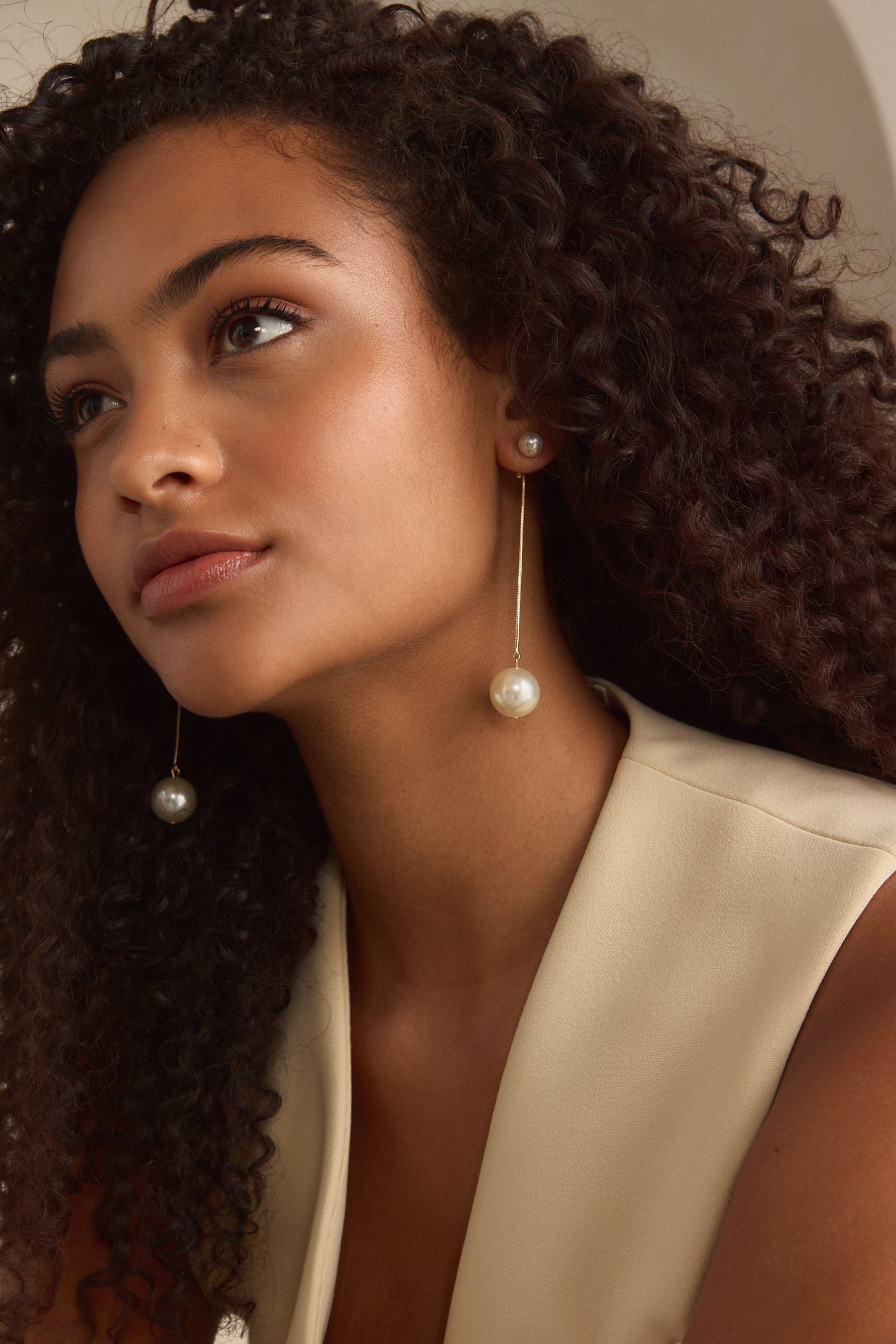Buy Gold Tone Faux Pearl Front to Back Drop Earrings from Next France