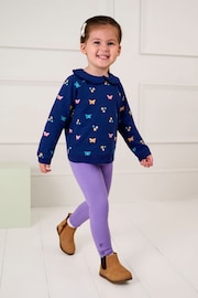 JoJo Maman Bébé Navy Blue Butterfly Embroidered Collar Sweatshirt - Image 2 of 5