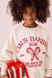 Ecru/ Red Christmas Sweatshirt (3-16yrs) - Image 1 of 8