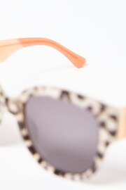 Oliver Bonas White Animal Peach Cat Eye Acetate Sunglasses - Image 7 of 7