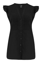 Pour Moi Black Poppy Fuller Bust Woven Longline Frill Sleeve Shirt - Image 3 of 4