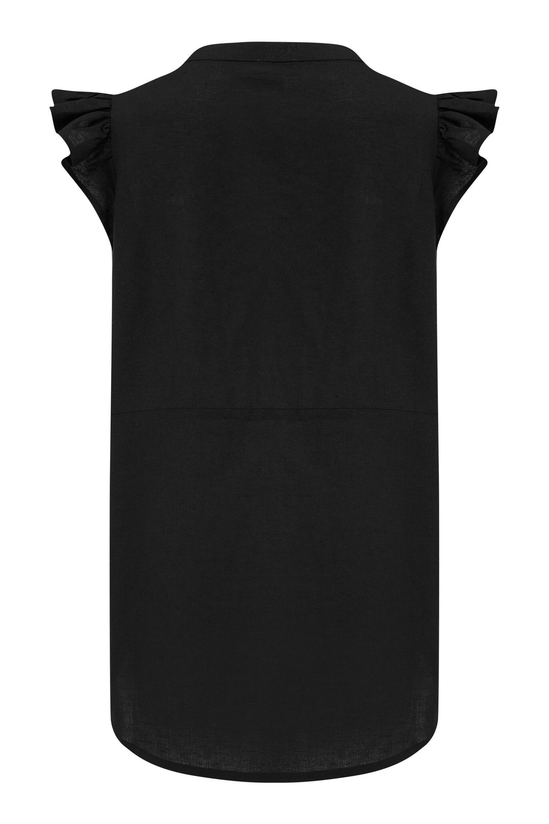 Pour Moi Black Poppy Fuller Bust Woven Longline Frill Sleeve Shirt - Image 4 of 4