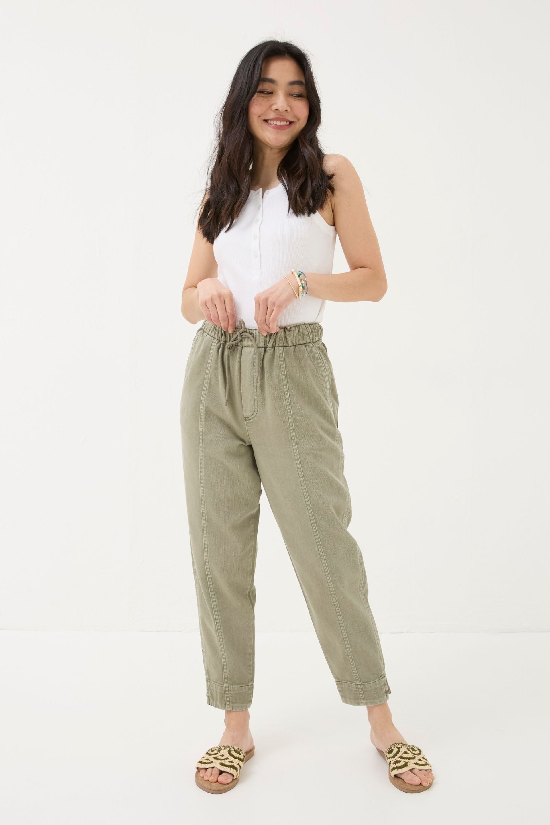 FatFace Green Ashli Tapered Cargo Trousers - Image 1 of 5