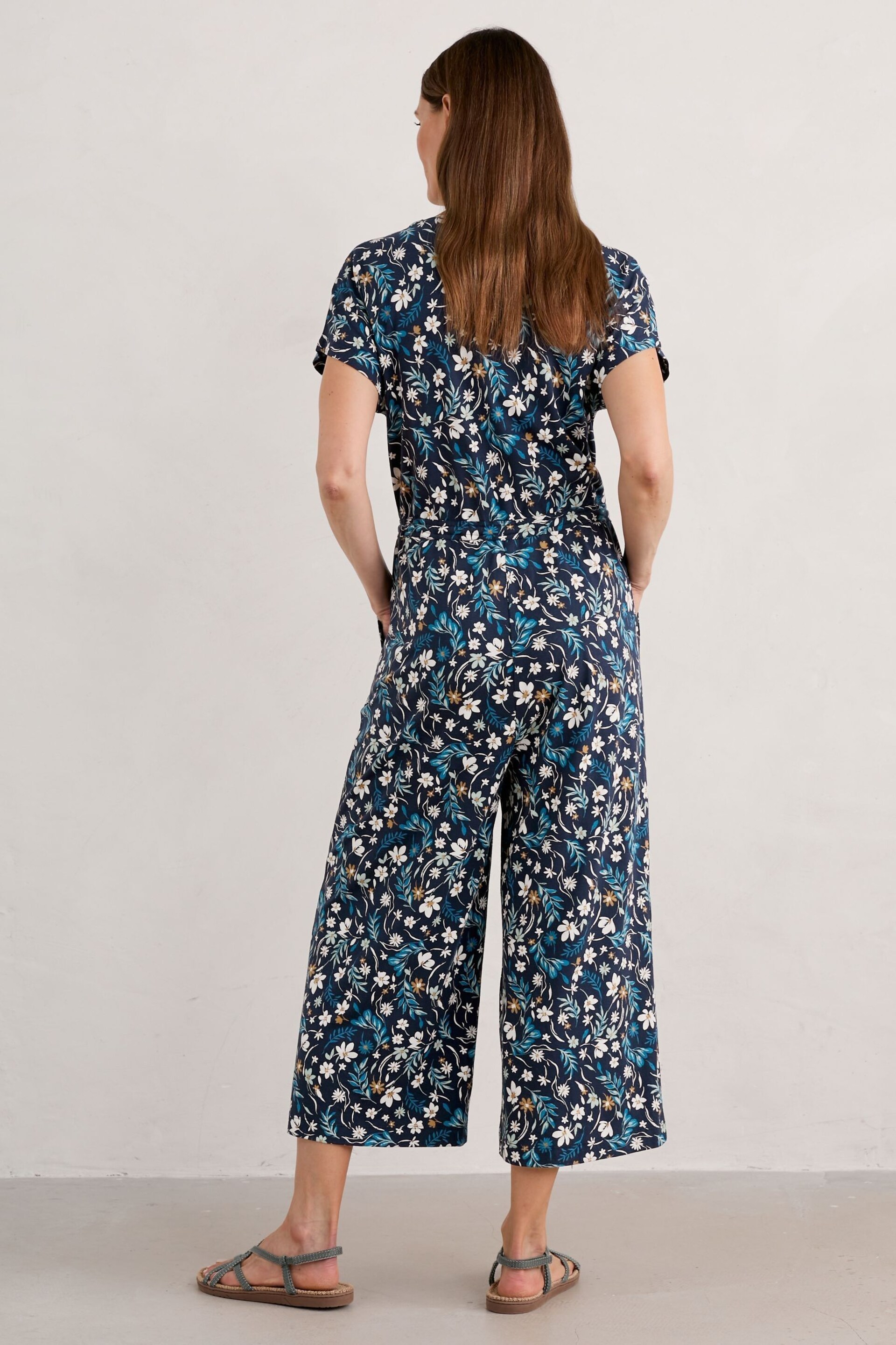 Seasalt Cornwall Blue Trellis Jumpsuit - Image 2 of 5